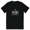 NETRO Justice Heritage graphic t-shirt with vintage scales of justice design on black cotton